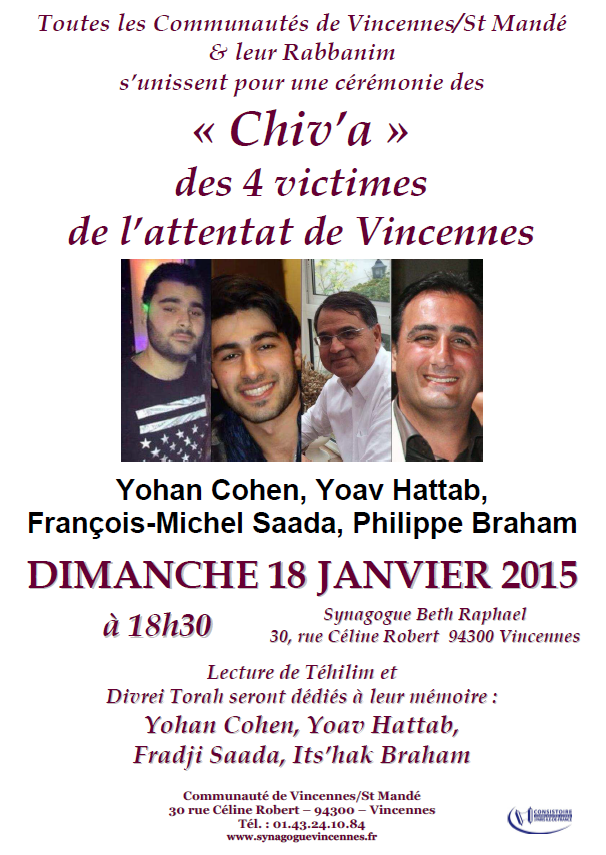 Chiva des 4 victimes de l'attentat de Vincennes